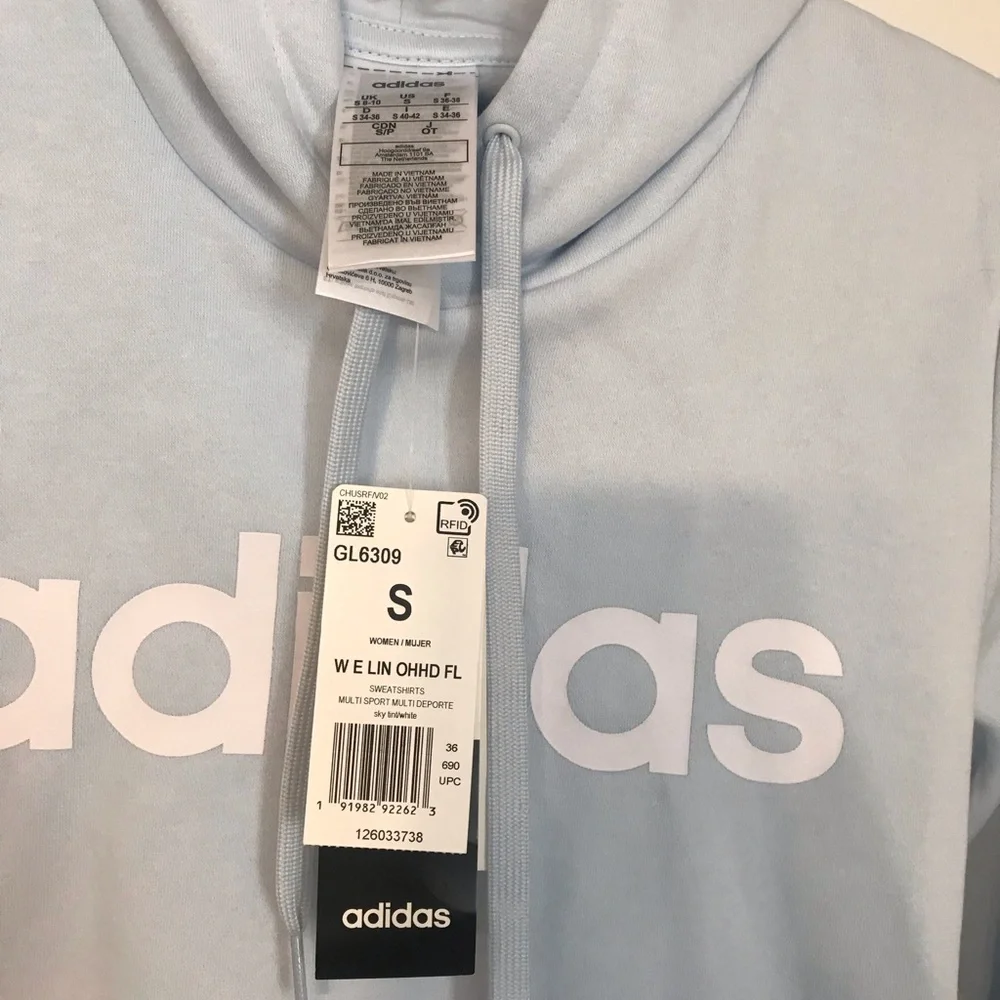 NWT Adidas hoodie Sz small light blue - Picture 3 of 4